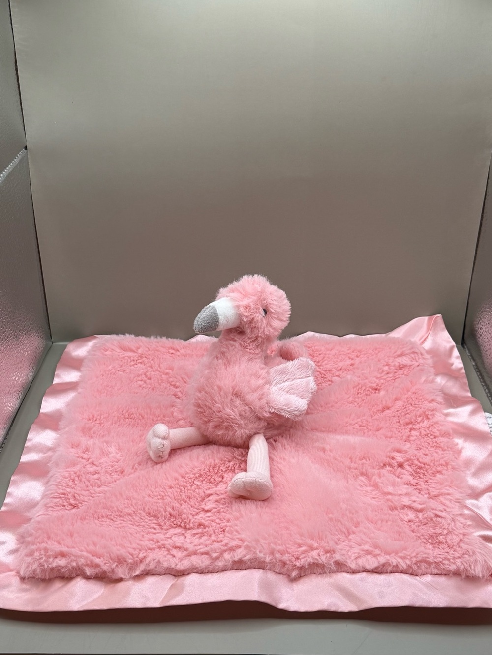 Cloud Island Flamingo Baby Lovey Security Blanket Stuffed Animal Satin Trim